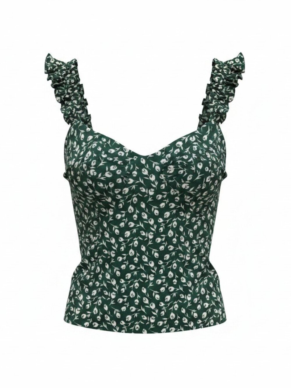 Reformation Floral Sweetheart Ruffled Crop Top Green Size 12